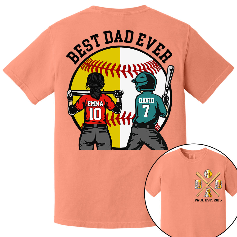 Customized Baseball Softball Dad Shirt - Baseball Softball Dad - Best Dad Ever - Baseball Shirt, Gameday Dad Shirt 2026 - Happy Father's Day 2026 - Personalized Shirt VH01