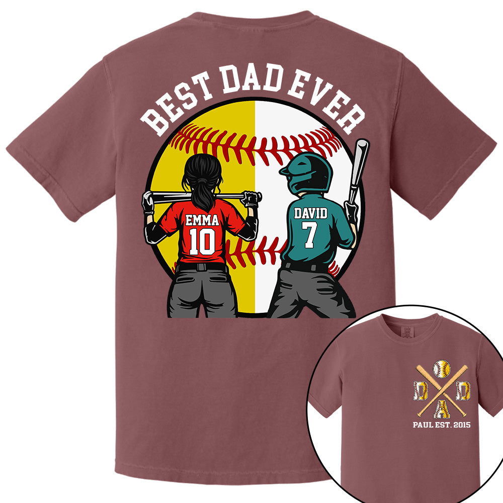 Customized Baseball Softball Dad Shirt - Baseball Softball Dad - Best Dad Ever - Baseball Shirt, Gameday Dad Shirt 2026 - Happy Father's Day 2026 - Personalized Shirt VH01