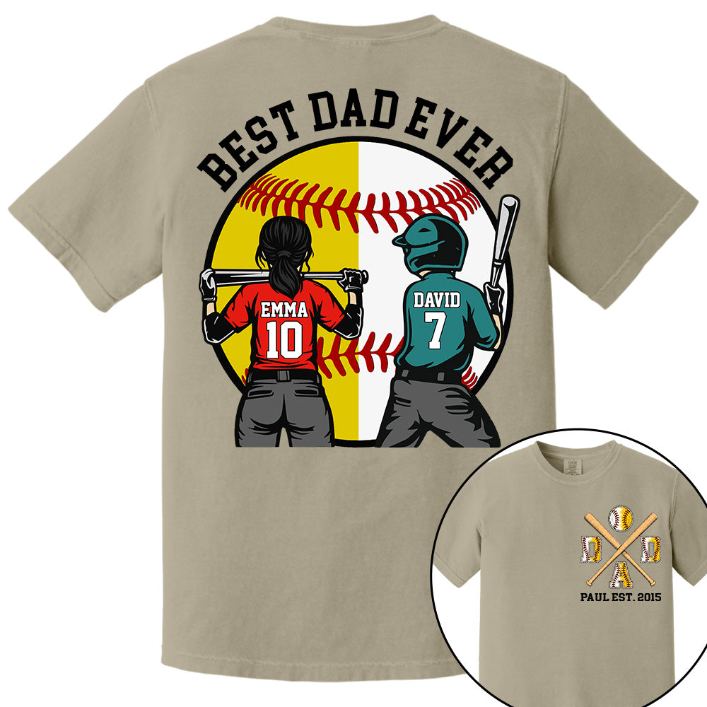 Customized Baseball Softball Dad Shirt - Baseball Softball Dad - Best Dad Ever - Baseball Shirt, Gameday Dad Shirt 2026 - Happy Father's Day 2026 - Personalized Shirt VH01