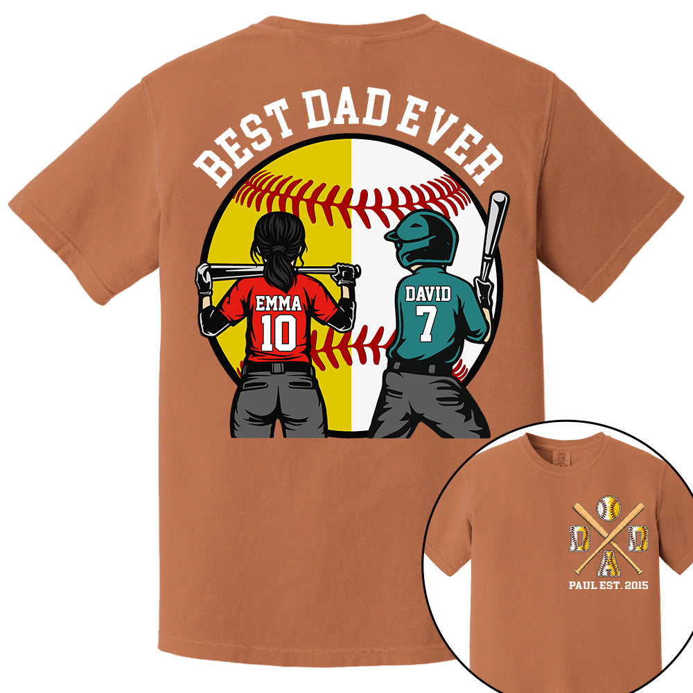 Customized Baseball Softball Dad Shirt - Baseball Softball Dad - Best Dad Ever - Baseball Shirt, Gameday Dad Shirt 2026 - Happy Father's Day 2026 - Personalized Shirt VH01