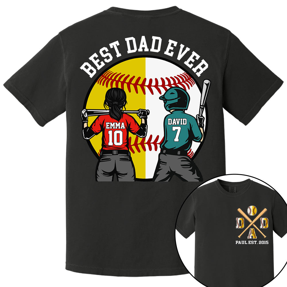 Customized Baseball Softball Dad Shirt - Baseball Softball Dad - Best Dad Ever - Baseball Shirt, Gameday Dad Shirt 2026 - Happy Father's Day 2026 - Personalized Shirt VH01