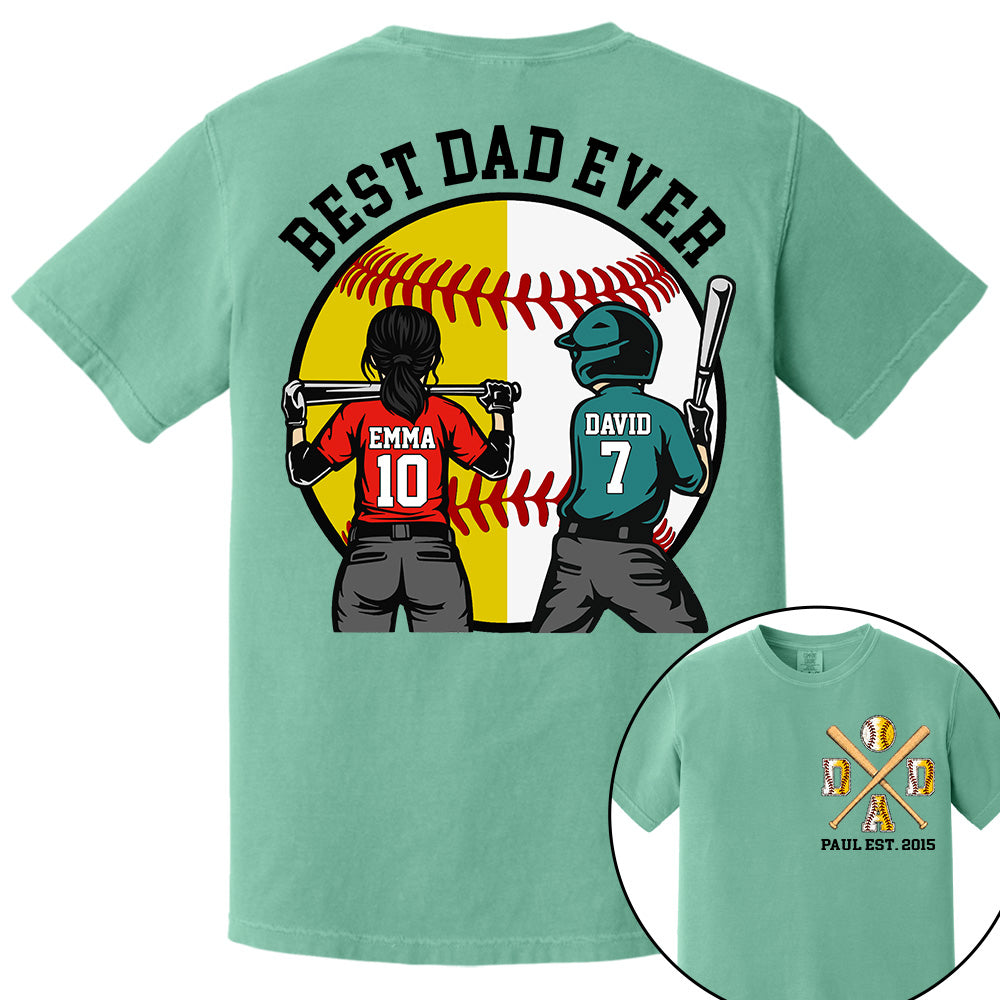 Customized Baseball Softball Dad Shirt - Baseball Softball Dad - Best Dad Ever - Baseball Shirt, Gameday Dad Shirt 2026 - Happy Father's Day 2026 - Personalized Shirt VH01