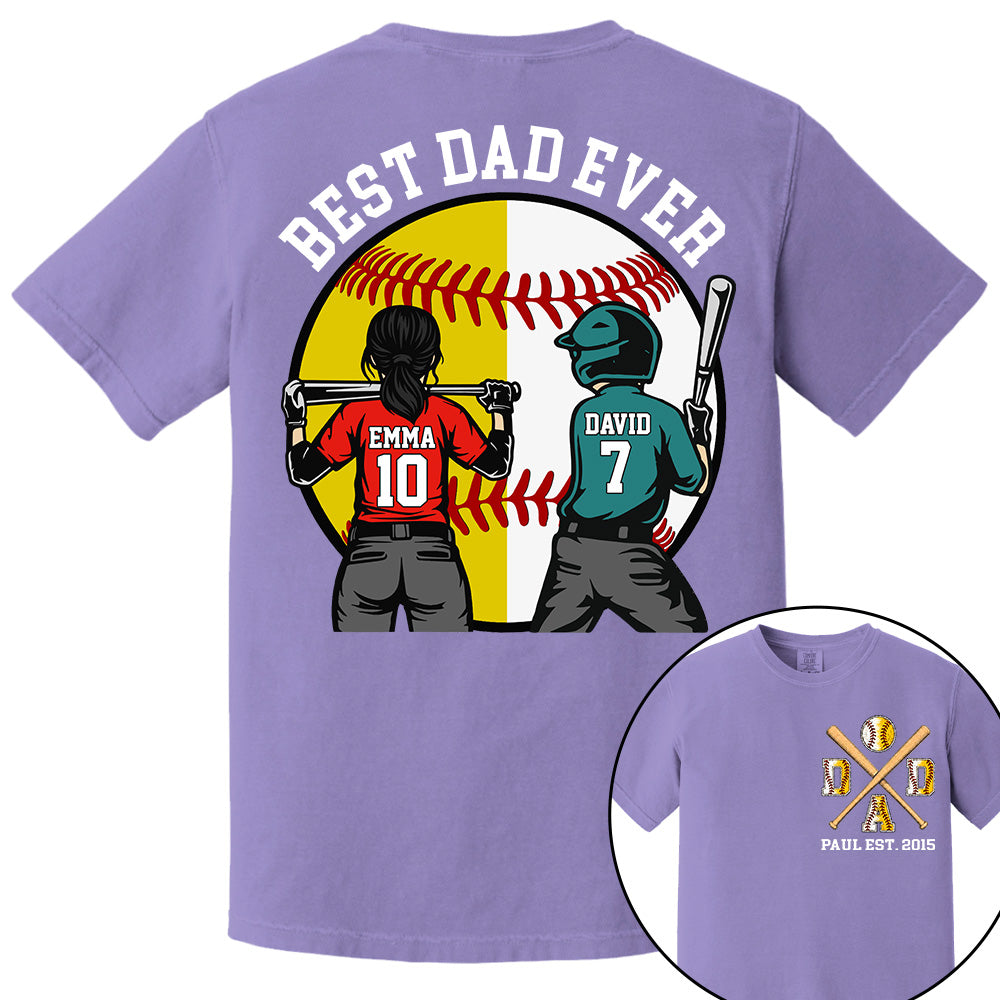 Customized Baseball Softball Dad Shirt - Baseball Softball Dad - Best Dad Ever - Baseball Shirt, Gameday Dad Shirt 2026 - Happy Father's Day 2026 - Personalized Shirt VH01