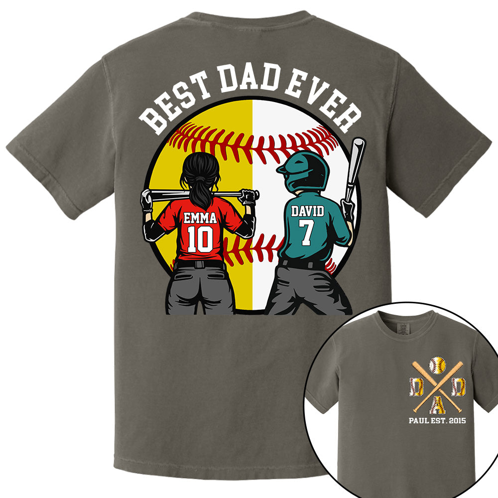 Customized Baseball Softball Dad Shirt - Baseball Softball Dad - Best Dad Ever - Baseball Shirt, Gameday Dad Shirt 2026 - Happy Father's Day 2026 - Personalized Shirt VH01