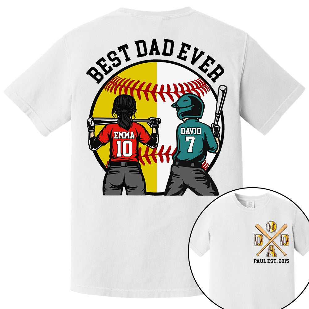 Customized Baseball Softball Dad Shirt - Baseball Softball Dad - Best Dad Ever - Baseball Shirt, Gameday Dad Shirt 2026 - Happy Father's Day 2026 - Personalized Shirt VH01