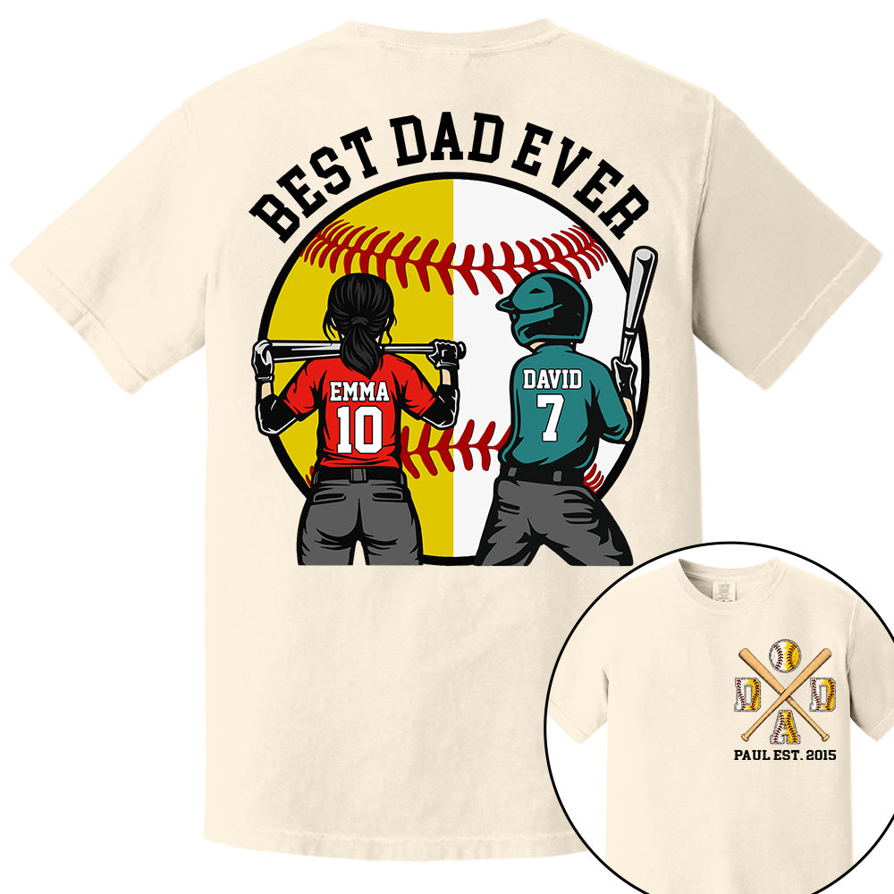 Customized Baseball Softball Dad Shirt - Baseball Softball Dad - Best Dad Ever - Baseball Shirt, Gameday Dad Shirt 2026 - Happy Father's Day 2026 - Personalized Shirt VH01