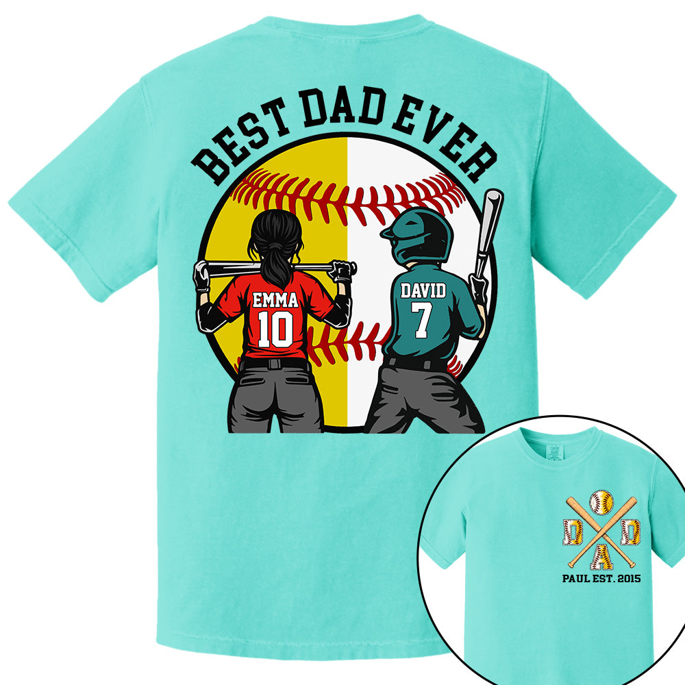 Customized Baseball Softball Dad Shirt - Baseball Softball Dad - Best Dad Ever - Baseball Shirt, Gameday Dad Shirt 2026 - Happy Father's Day 2026 - Personalized Shirt VH01