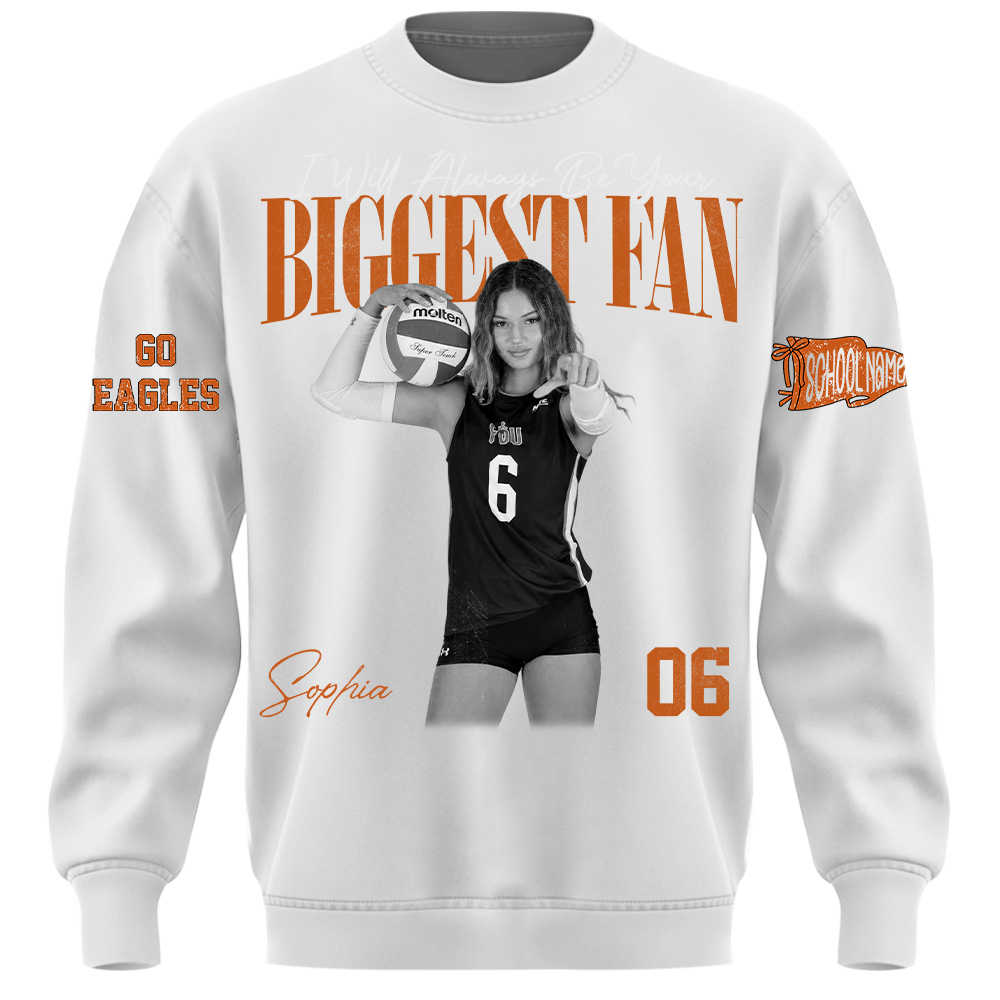 I'll Always Be Your Biggest Fan, Personalized Vintage “Biggest Fan” Volleyball Shirt, Custom School Team Name, Gift For Volleyball Lovers T1807 TH23