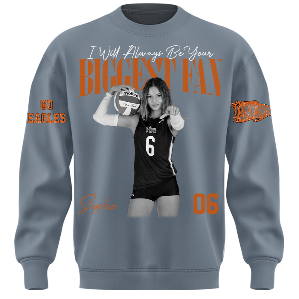 I'll Always Be Your Biggest Fan, Personalized Vintage “Biggest Fan” Volleyball Shirt, Custom School Team Name, Gift For Volleyball Lovers T1807 TH23