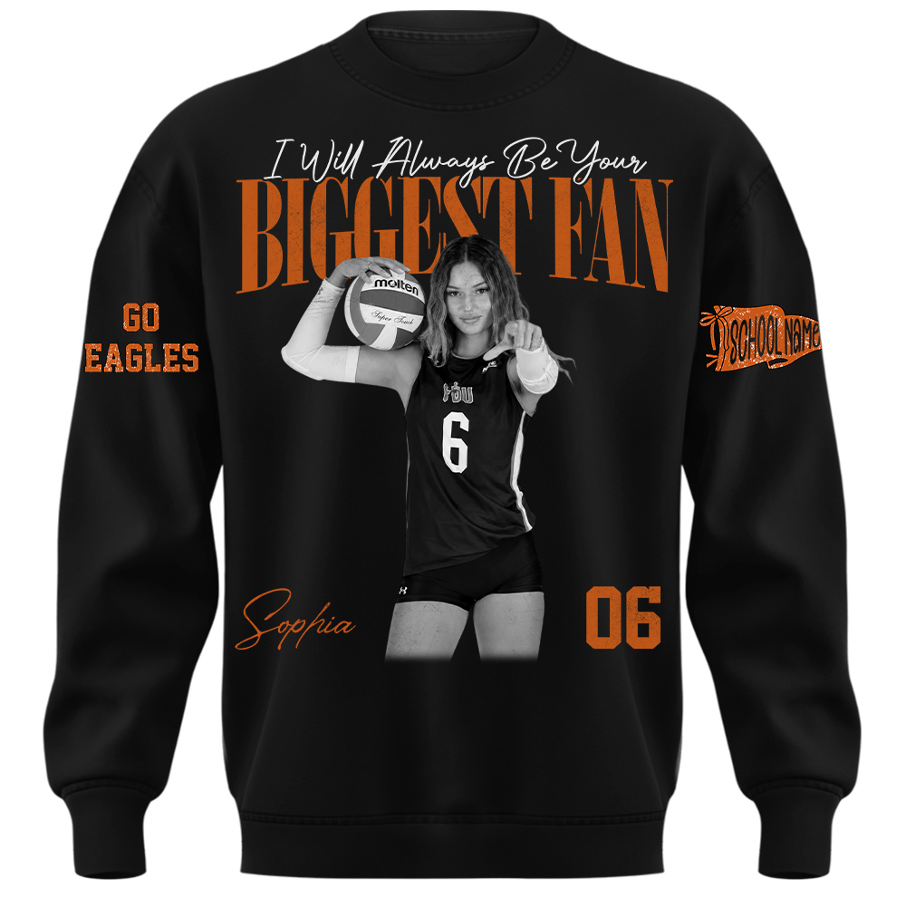 I'll Always Be Your Biggest Fan, Personalized Vintage “Biggest Fan” Volleyball Shirt, Custom School Team Name, Gift For Volleyball Lovers T1807 TH23