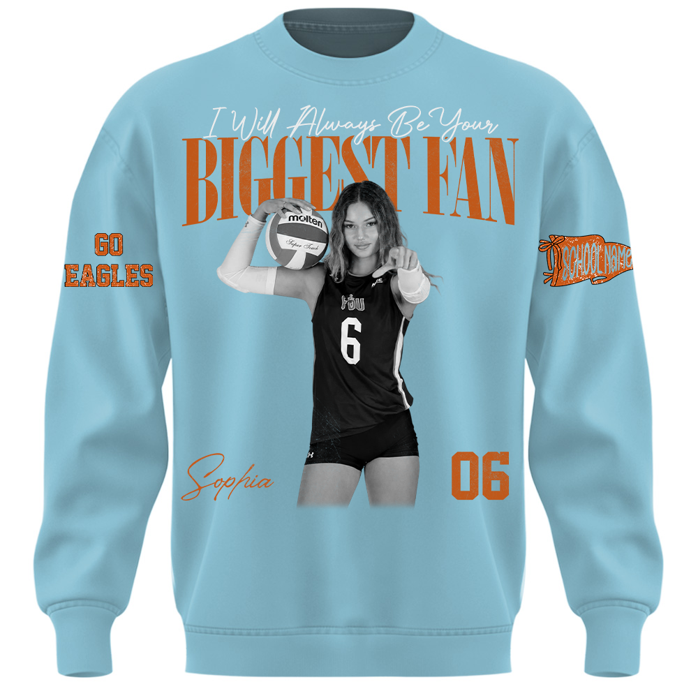 I'll Always Be Your Biggest Fan, Personalized Vintage “Biggest Fan” Volleyball Shirt, Custom School Team Name, Gift For Volleyball Lovers T1807 TH23