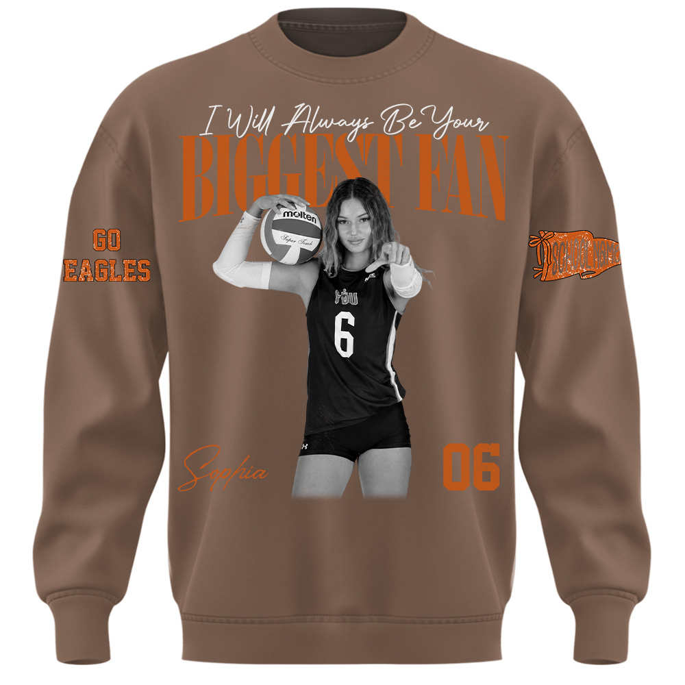 I'll Always Be Your Biggest Fan, Personalized Vintage “Biggest Fan” Volleyball Shirt, Custom School Team Name, Gift For Volleyball Lovers T1807 TH23