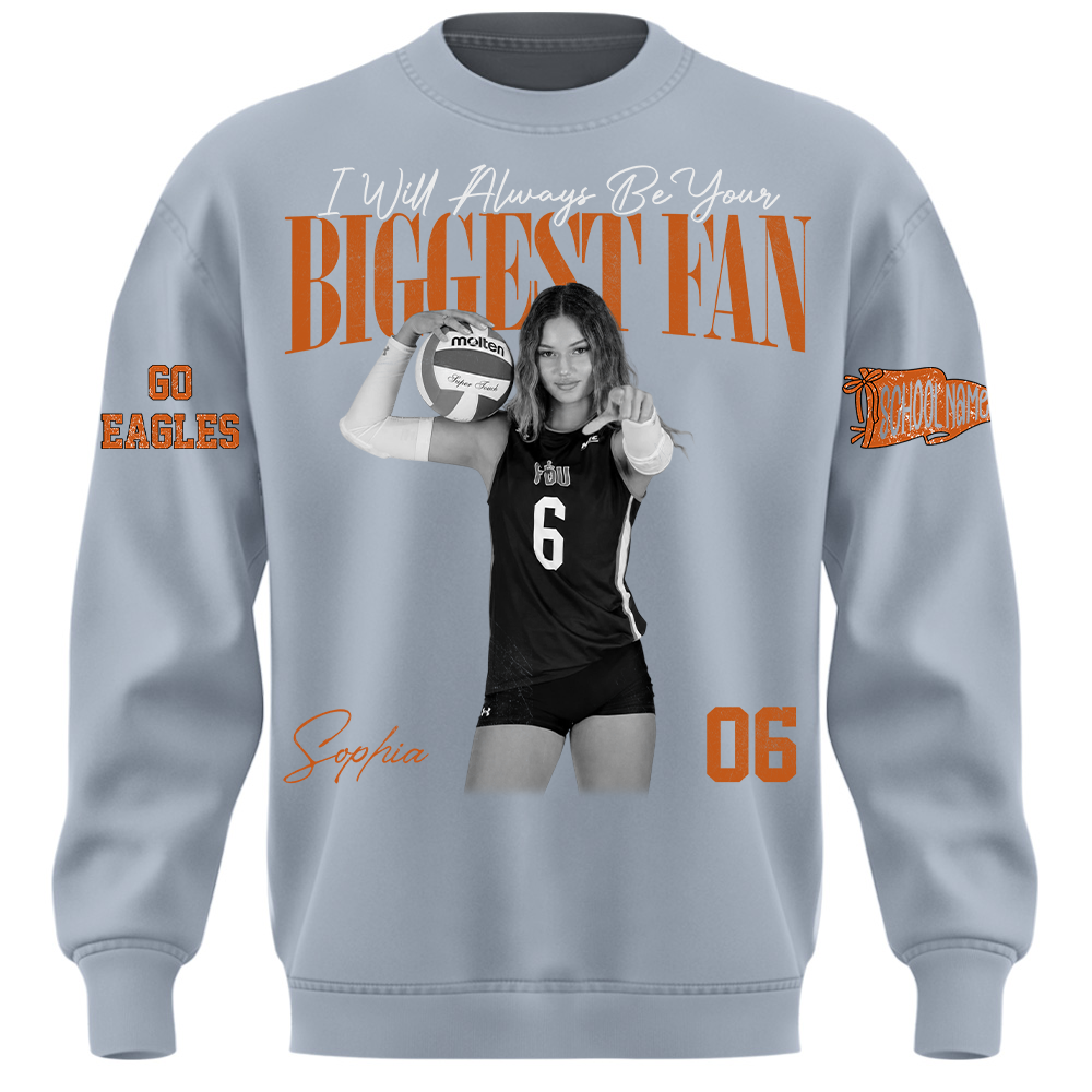 I'll Always Be Your Biggest Fan, Personalized Vintage “Biggest Fan” Volleyball Shirt, Custom School Team Name, Gift For Volleyball Lovers T1807 TH23