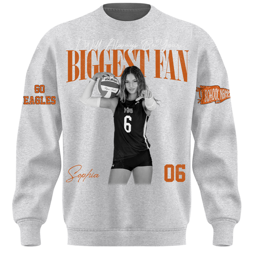 I'll Always Be Your Biggest Fan, Personalized Vintage “Biggest Fan” Volleyball Shirt, Custom School Team Name, Gift For Volleyball Lovers T1807 TH23
