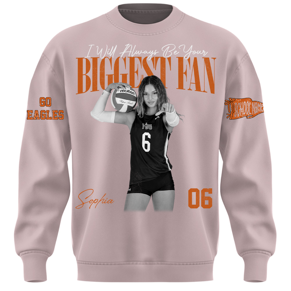 I'll Always Be Your Biggest Fan, Personalized Vintage “Biggest Fan” Volleyball Shirt, Custom School Team Name, Gift For Volleyball Lovers T1807 TH23