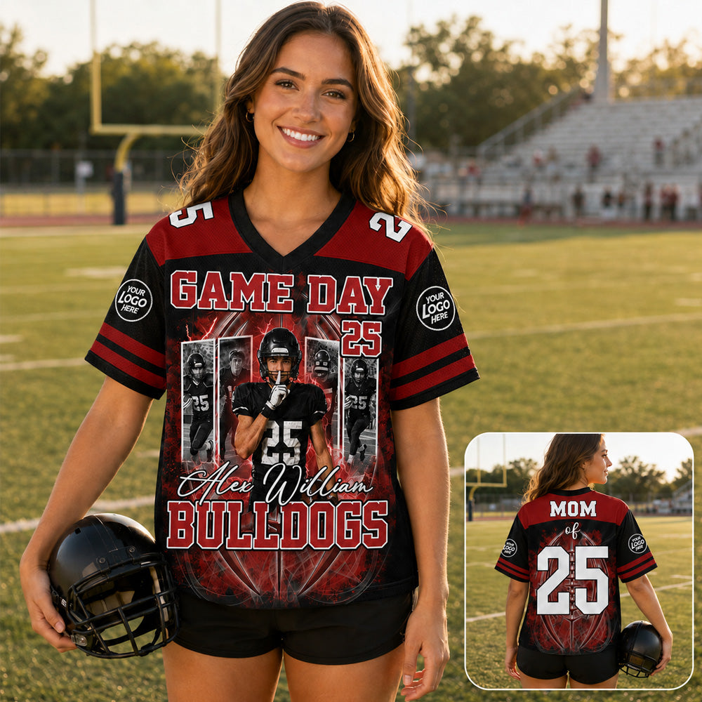 Custom Team Football Shirt With Kids Name & Jersey Number L0411 Nh00