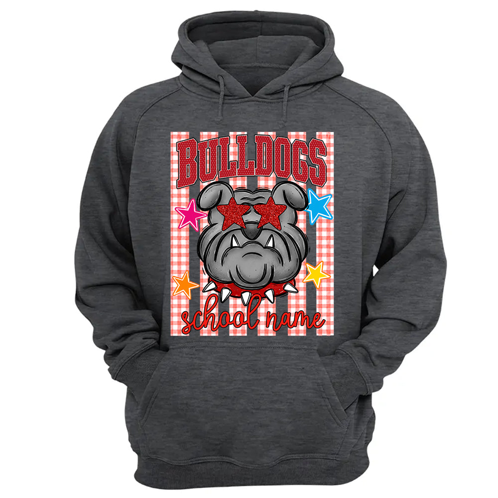 Personalized School School Spirit Mascot Striped Pattern T-Shirt For Teacher, Preppy Back To School, Gifts For Teacher Student MI209 TH23