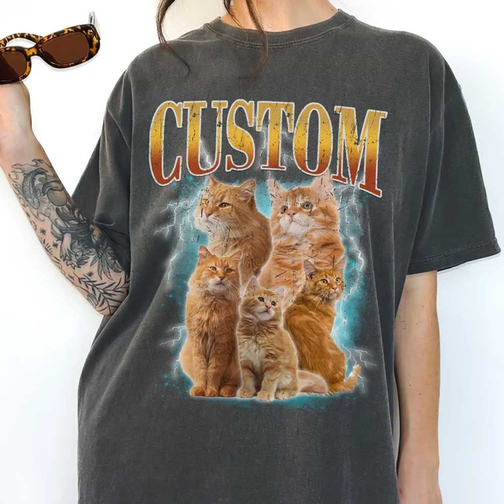 Custom Comfort Colors Retro Dog Shirt, Personalized Pet Tee, Custom Photo Vintage 90s Graphic, Bootleg Rap Dog Shirt, Custom Design Tshirt