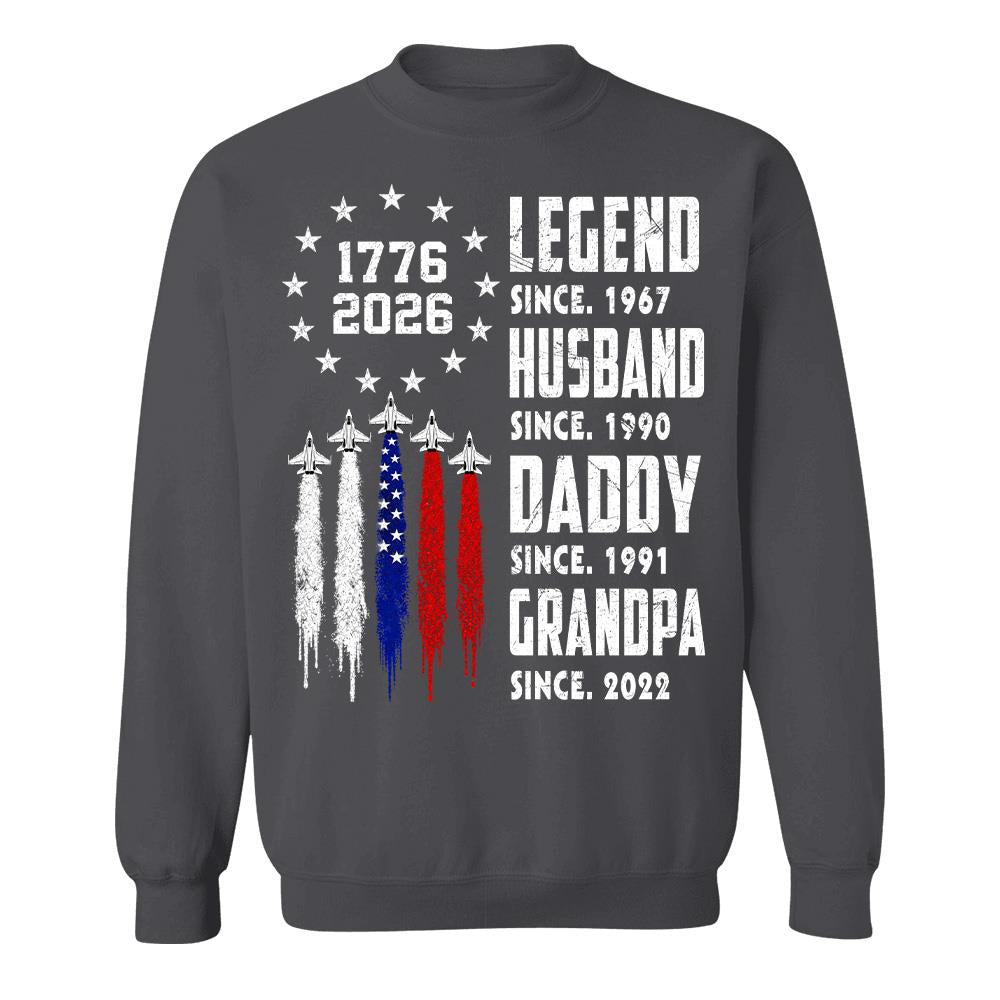 Custom Legend Husband Dad Grandpa Nation Flag American 250th Anniversary Shirt, Father's Day Gift For Dad, Grandpa L0411 Hv01