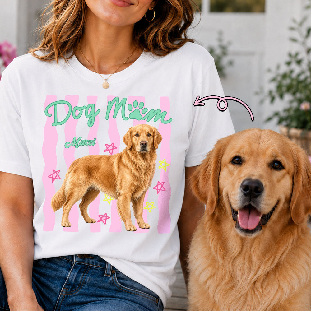 Personalized Dog Mom Shirt, Everyday Striped Shirt, Preppy Dog Mama, Gift For Dog Lover T1807 Pt99