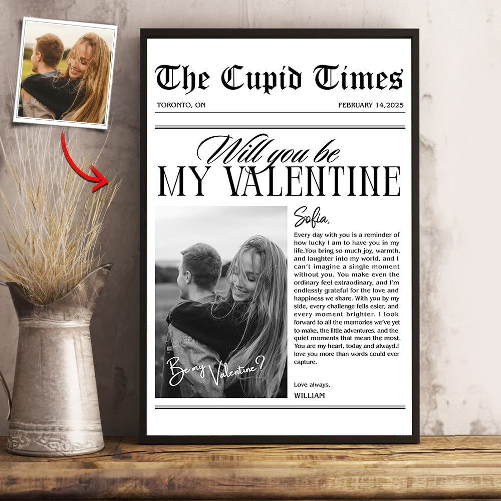 Valentines Day Newspaper Poster Canvas Personalized Valentines Gift For Couple Li29