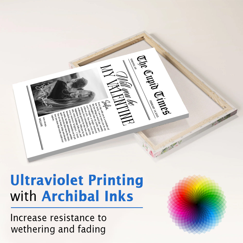 Valentines Day Newspaper Poster Canvas Personalized Valentines Gift For Couple Li29