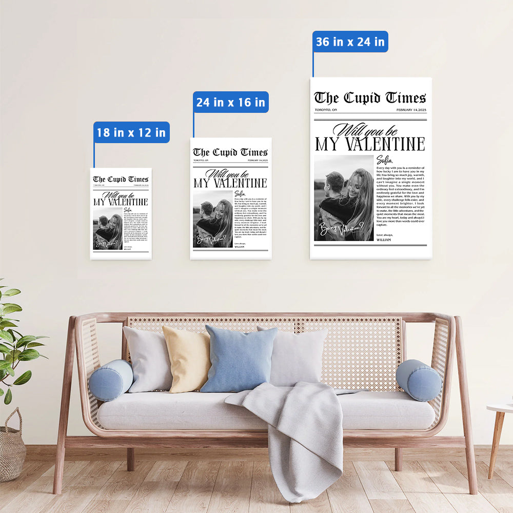 Valentines Day Newspaper Poster Canvas Personalized Valentines Gift For Couple Li29