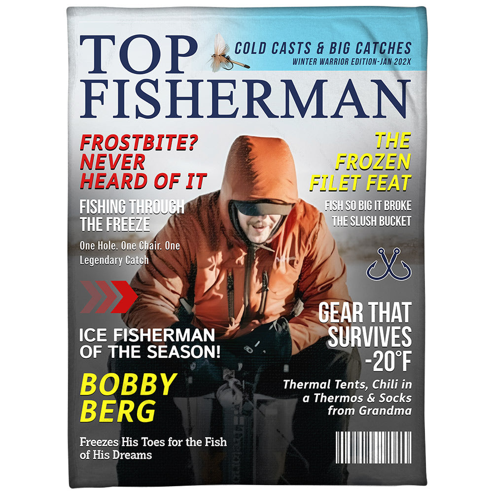 Personalized Ice Fishing Magazine Cover Fishing Gifts for Men, Fishing Gifts for Him, Fishing Lover Gift