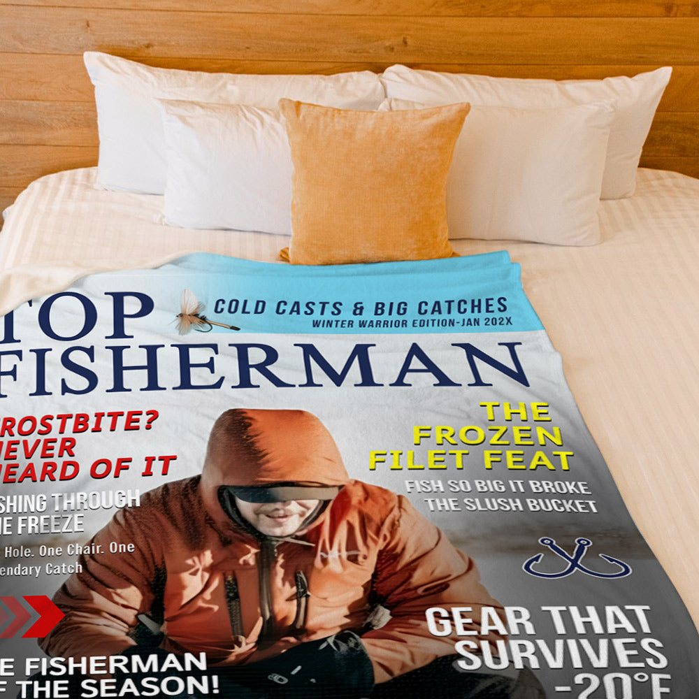 Personalized Ice Fishing Magazine Cover Fishing Gifts for Men, Fishing Gifts for Him, Fishing Lover Gift