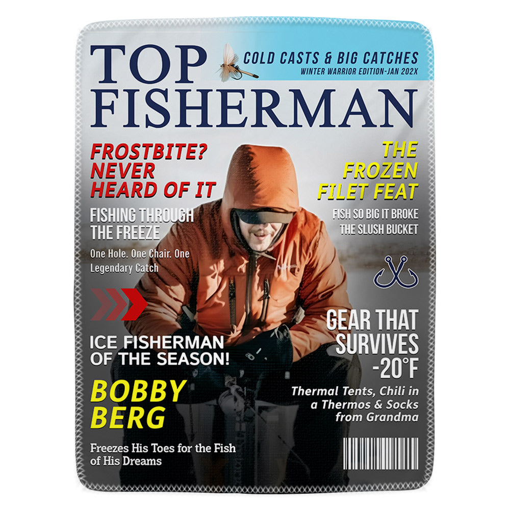 Personalized Ice Fishing Magazine Cover Fishing Gifts for Men, Fishing Gifts for Him, Fishing Lover Gift
