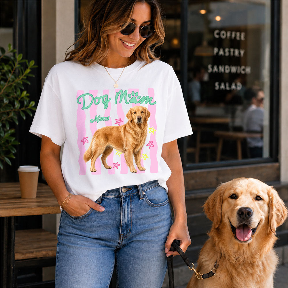Personalized Dog Mom Shirt, Everyday Striped Shirt, Preppy Dog Mama, Gift For Dog Lover T1807 Pt99
