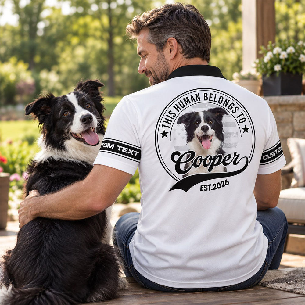 Personalized This Human Belongs To All Over Printed Shirt, Custom Photo Dog Gift For Dog Dad Dog Mom T1807 Pt99