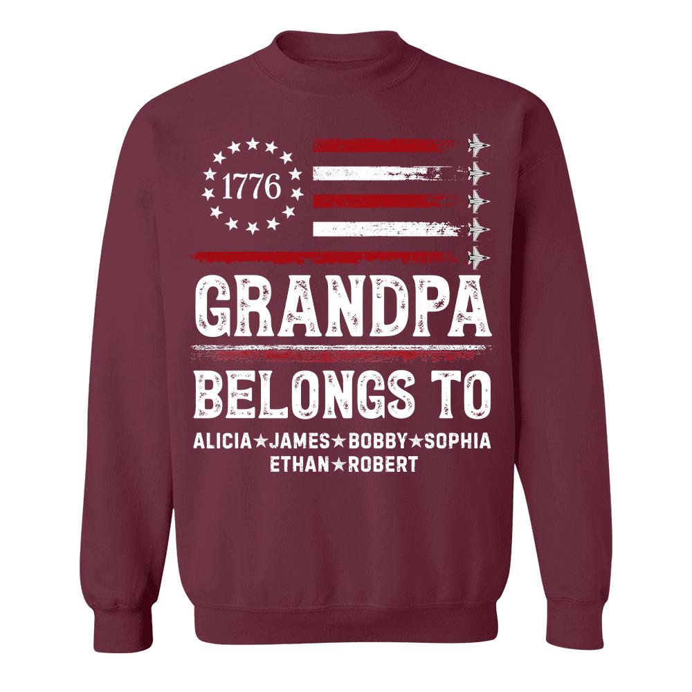 Proud American Grandpa Custom Kids Names Father's Day Gift For Dad, Grandpa L0411 Hv01