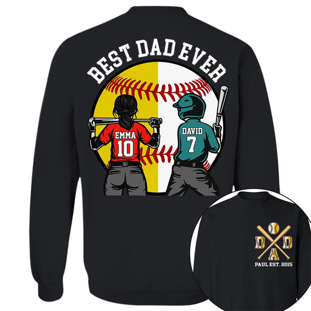 Customized Baseball Softball Dad Shirt - Baseball Softball Dad - Best Dad Ever - Baseball Shirt, Gameday Dad Shirt 2026 - Happy Father's Day 2026 - Personalized Shirt VH01
