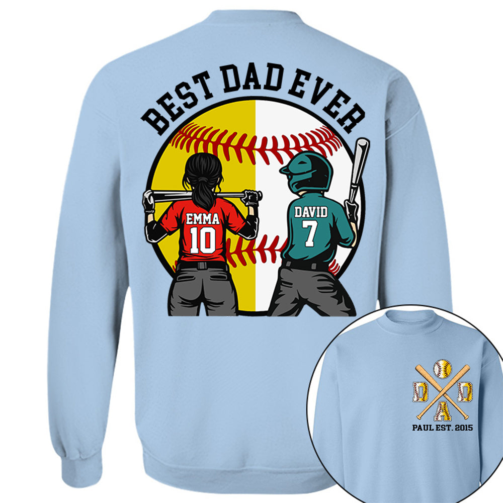 Customized Baseball Softball Dad Shirt - Baseball Softball Dad - Best Dad Ever - Baseball Shirt, Gameday Dad Shirt 2026 - Happy Father's Day 2026 - Personalized Shirt VH01