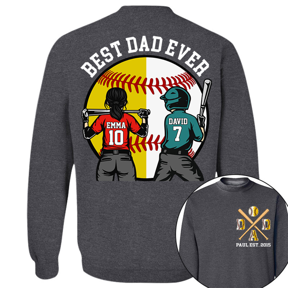 Customized Baseball Softball Dad Shirt - Baseball Softball Dad - Best Dad Ever - Baseball Shirt, Gameday Dad Shirt 2026 - Happy Father's Day 2026 - Personalized Shirt VH01