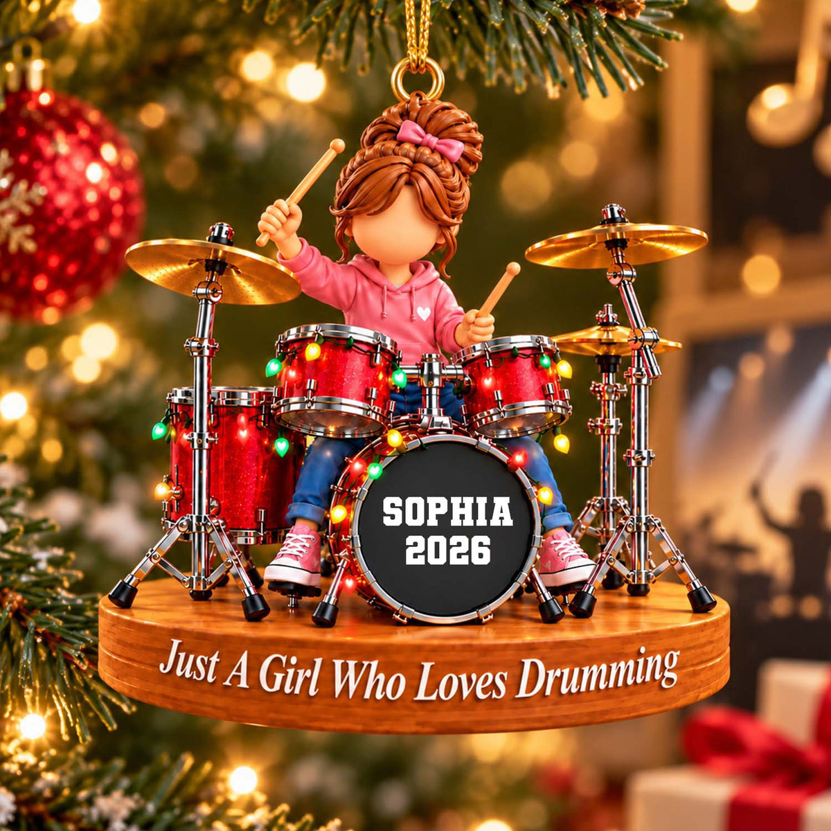 Custom Just A Girl Who Loves Drumming Ornament, Christmas Gifts For Drummer L0411 Pt99