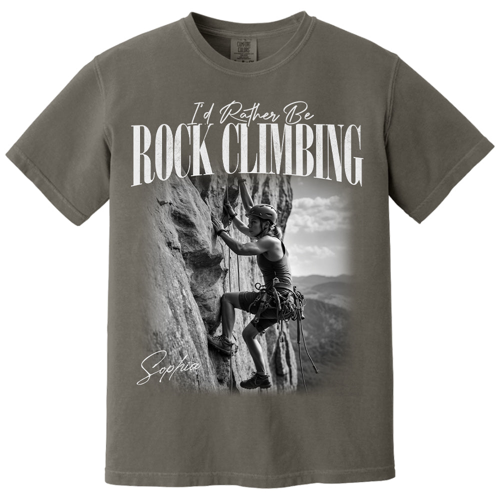 I'd Rather Be Rock Climbing – Washed Tee Retro Bootleg Shirt For Rock Climbing Lovers T1807