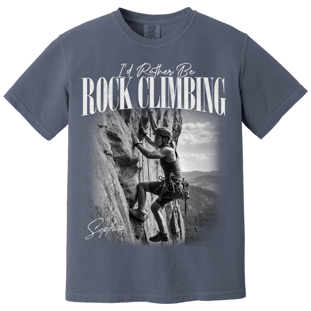 I'd Rather Be Rock Climbing – Washed Tee Retro Bootleg Shirt For Rock Climbing Lovers T1807