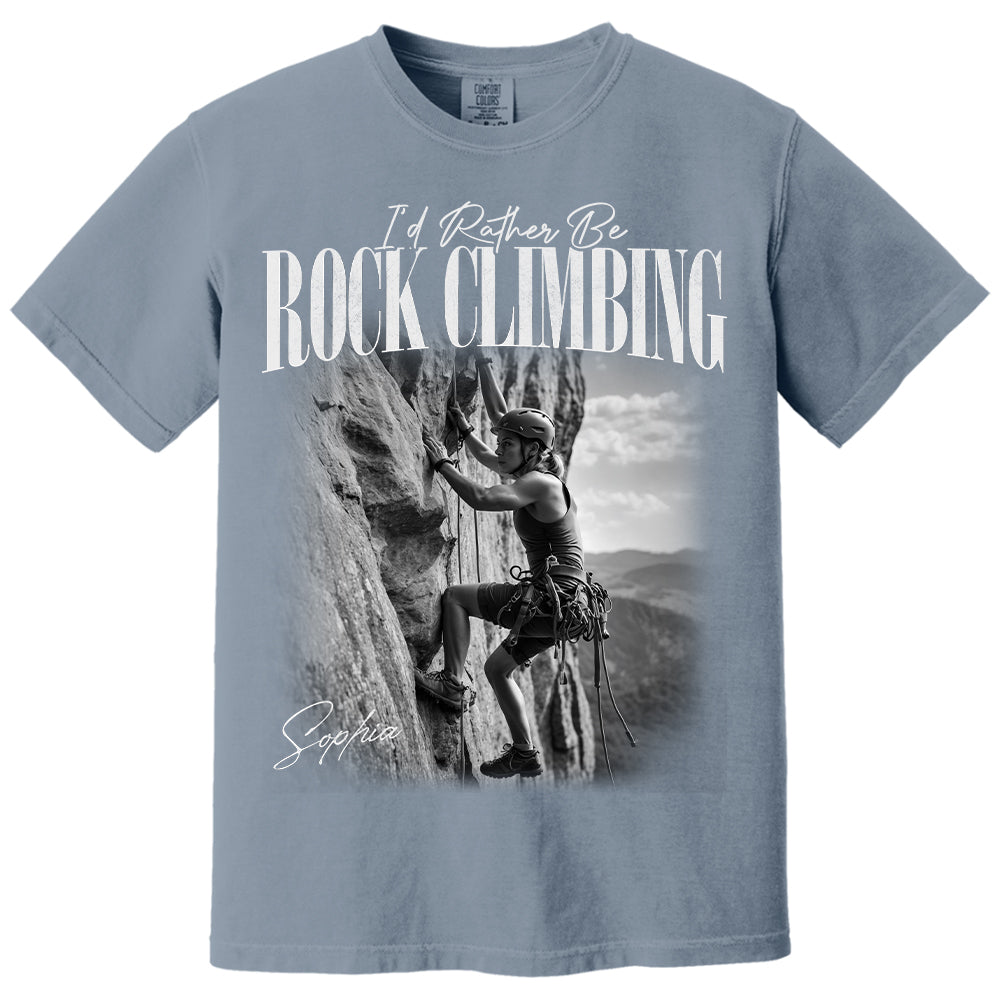 I'd Rather Be Rock Climbing – Washed Tee Retro Bootleg Shirt For Rock Climbing Lovers T1807