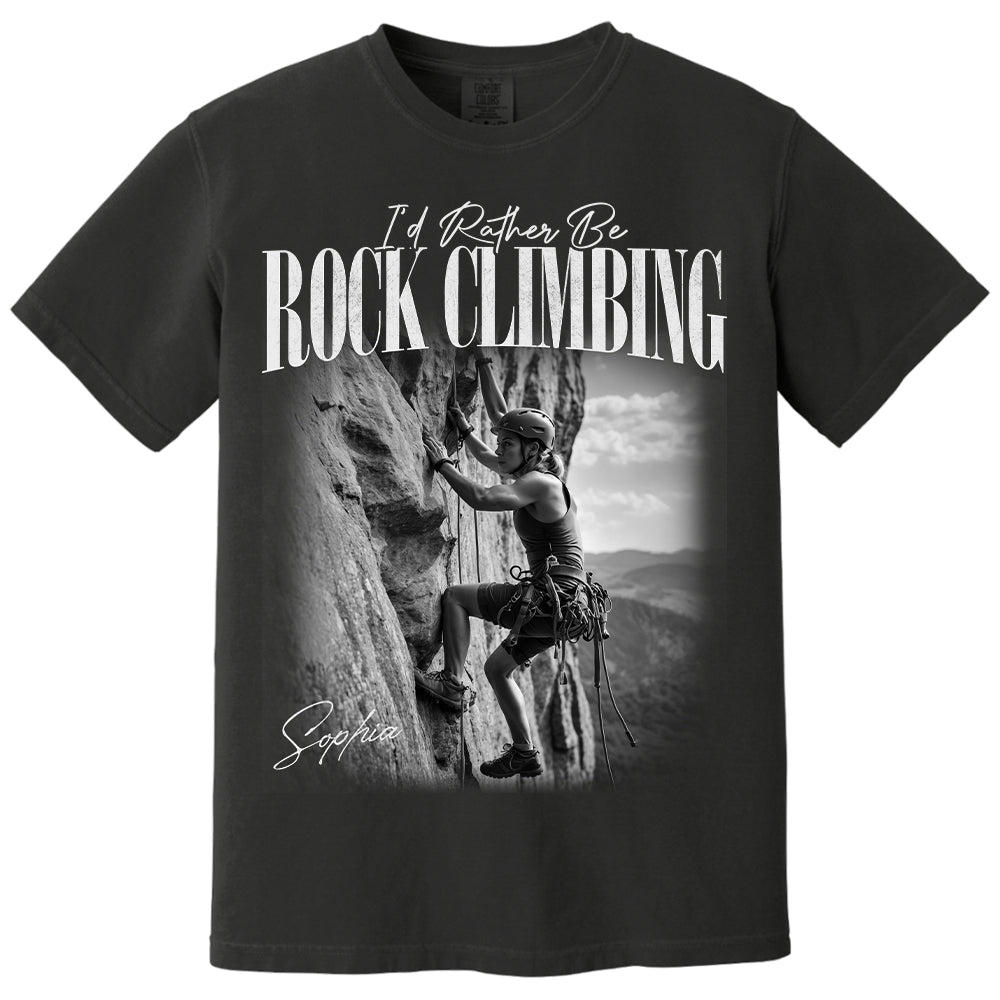 I'd Rather Be Rock Climbing – Washed Tee Retro Bootleg Shirt For Rock Climbing Lovers T1807