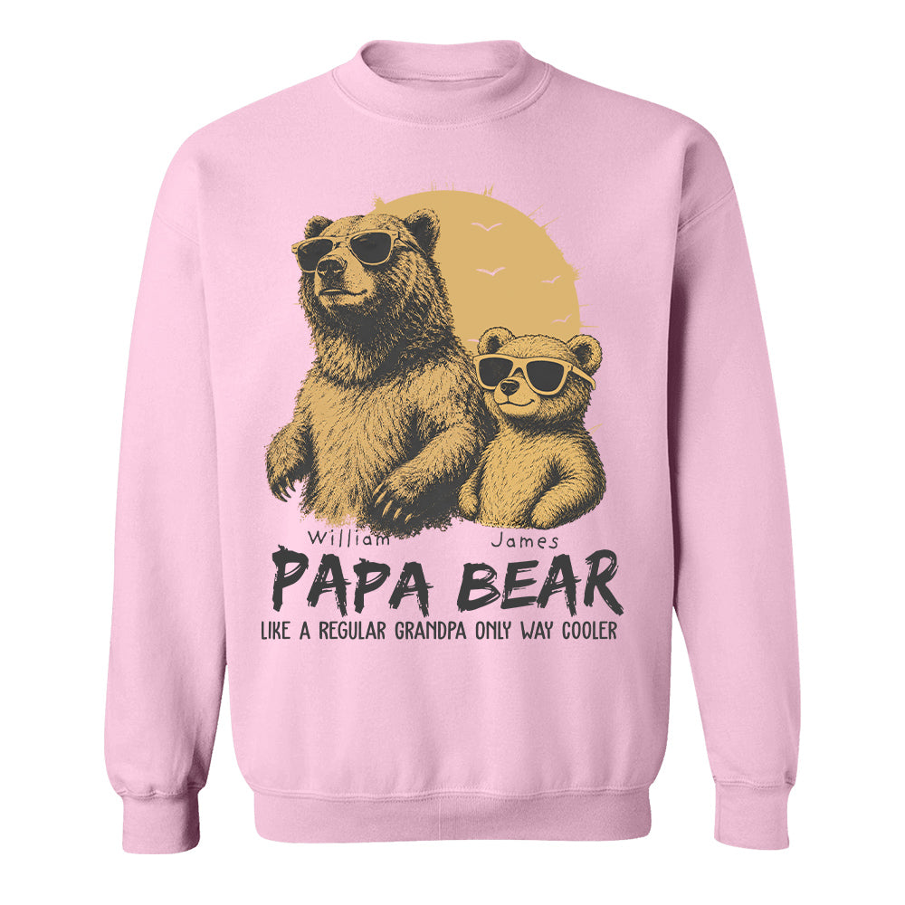 Personalized Papa Bear Like A Regular Grandpa Only Way Cooler Bear T-Shirt Father Day Gifts for Dad Funny Papa Tshirt Cool Daddy Bear Tee T24