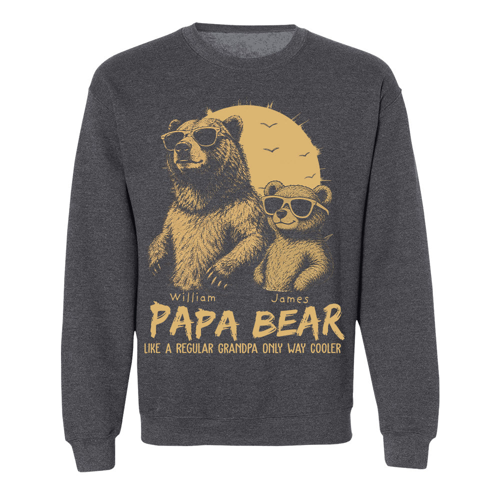 Personalized Papa Bear Like A Regular Grandpa Only Way Cooler Bear T-Shirt Father Day Gifts for Dad Funny Papa Tshirt Cool Daddy Bear Tee T24