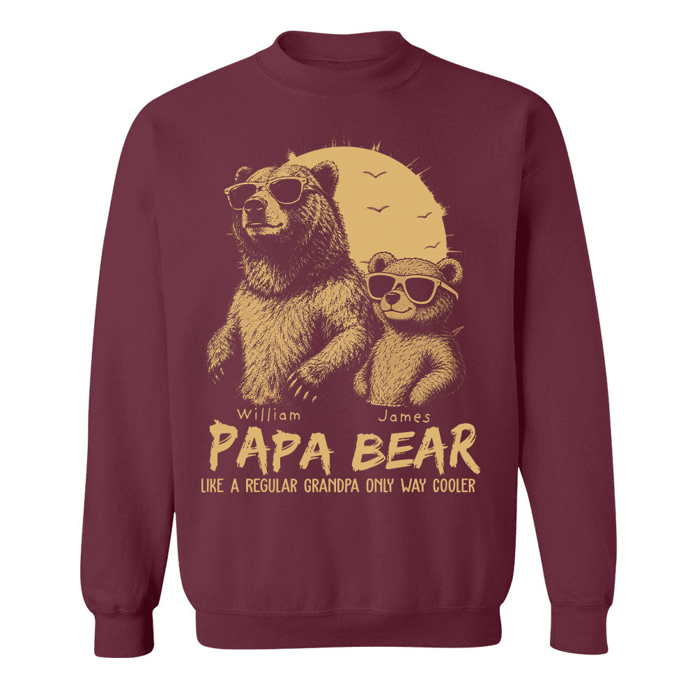 Personalized Papa Bear Like A Regular Grandpa Only Way Cooler Bear T-Shirt Father Day Gifts for Dad Funny Papa Tshirt Cool Daddy Bear Tee T24