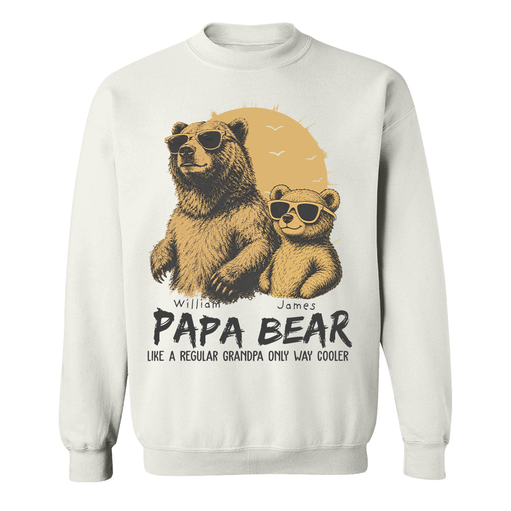 Personalized Papa Bear Like A Regular Grandpa Only Way Cooler Bear T-Shirt Father Day Gifts for Dad Funny Papa Tshirt Cool Daddy Bear Tee T24