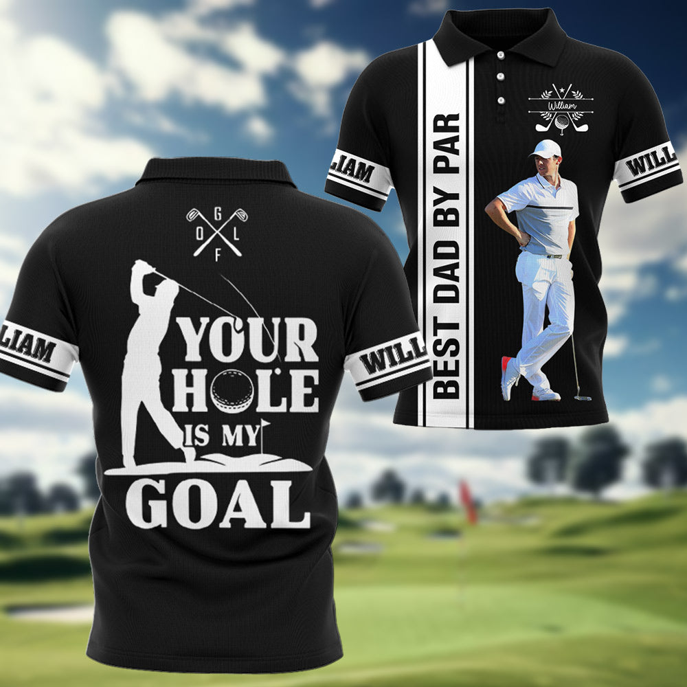 Personalized Best Dad By Par Golf Polo Shirt, Dad Golf Shirt, Custom Name Golf Polo Shirt, Gift For Golf Lovers T1807