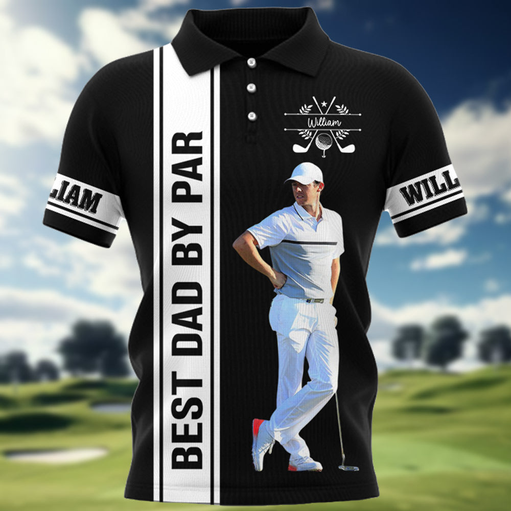 Personalized Best Dad By Par Golf Polo Shirt, Dad Golf Shirt, Custom Name Golf Polo Shirt, Gift For Golf Lovers T1807