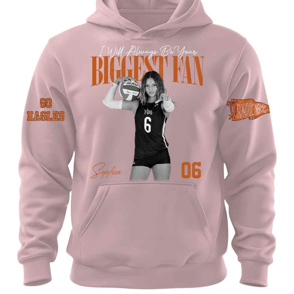 I'll Always Be Your Biggest Fan, Personalized Vintage “Biggest Fan” Volleyball Shirt, Custom School Team Name, Gift For Volleyball Lovers T1807 TH23