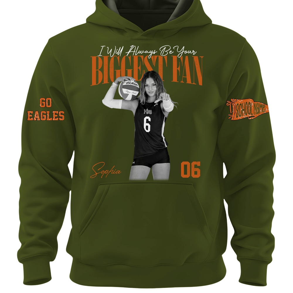 I'll Always Be Your Biggest Fan, Personalized Vintage “Biggest Fan” Volleyball Shirt, Custom School Team Name, Gift For Volleyball Lovers T1807 TH23