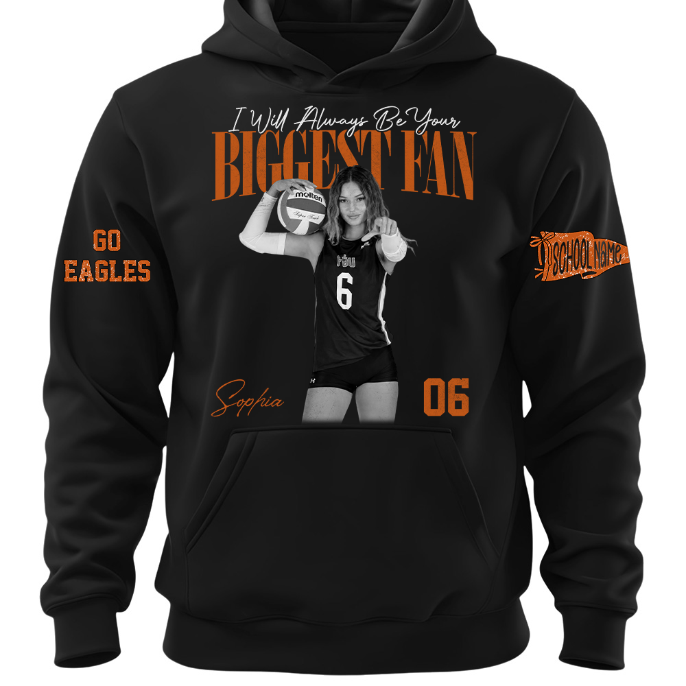 I'll Always Be Your Biggest Fan, Personalized Vintage “Biggest Fan” Volleyball Shirt, Custom School Team Name, Gift For Volleyball Lovers T1807 TH23